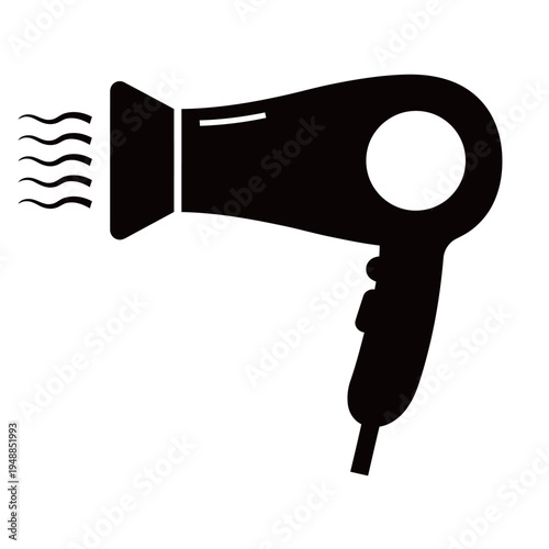 Professional Hair Dryer Silhouette Vector - Hairdryer Icon for Hair Salon, Beauty Spa, and Hairstyling Services Illustration