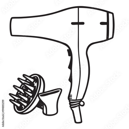 Professional Hair Dryer Silhouette Vector - Hairdryer Icon for Hair Salon, Beauty Spa, and Hairstyling Services Illustration