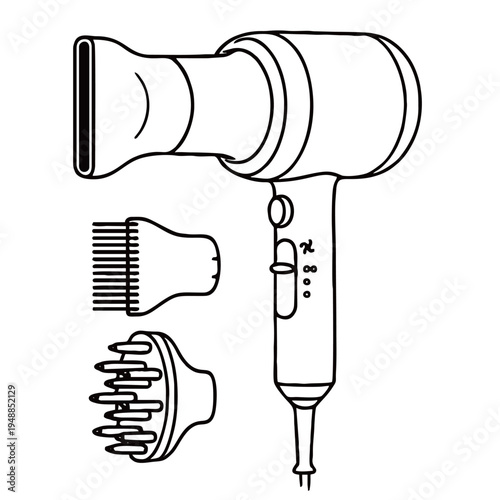 Professional Hair Dryer Silhouette Vector - Hairdryer Icon for Hair Salon, Beauty Spa, and Hairstyling Services Illustration
