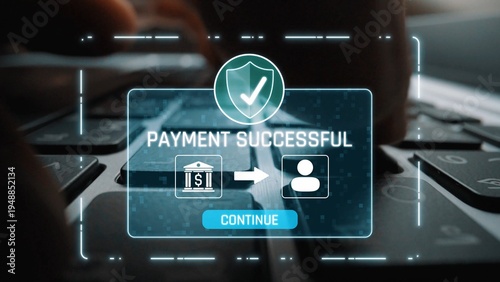 Bild auf Leinwand Successful transaction message showing secure payment