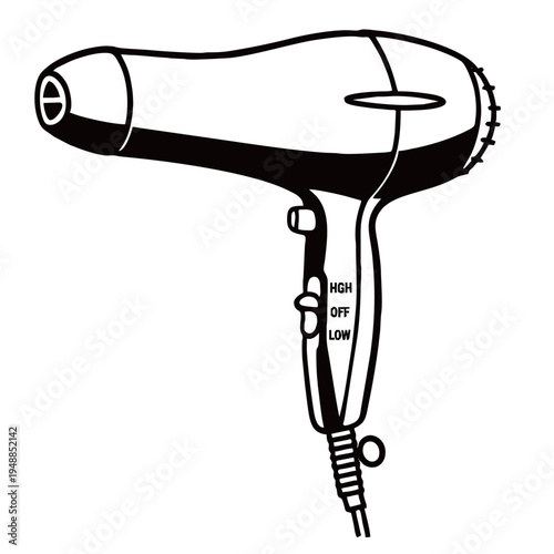 Professional Hair Dryer Silhouette Vector - Hairdryer Icon for Hair Salon, Beauty Spa, and Hairstyling Services Illustration