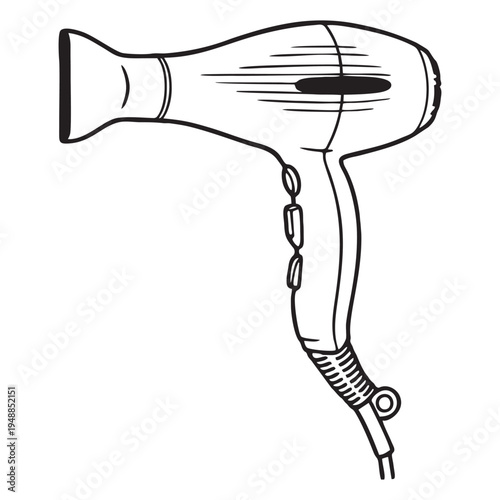 Professional Hair Dryer Silhouette Vector - Hairdryer Icon for Hair Salon, Beauty Spa, and Hairstyling Services Illustration