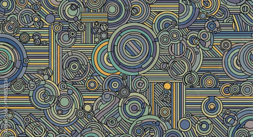 Abstract Geometric Pattern with Circles and Lines.