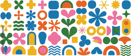 Vibrant abstract symbols for modern web design and print layouts.