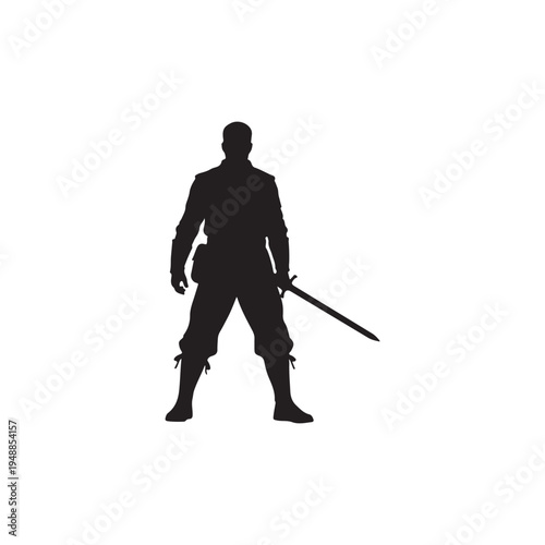Man with sword silhouette vector flat illustration design.