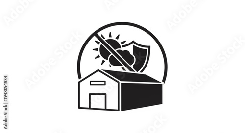 Warehouse protected from sun and weather conditions icon.
