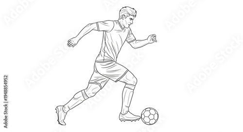 Soccer player dribbling the ball during a game.