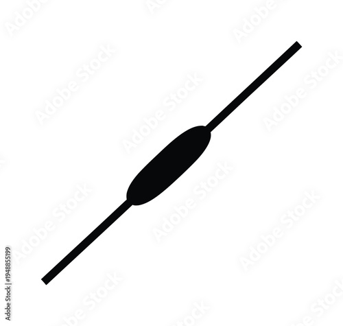 Vector of a fishing float connected to a thin rod