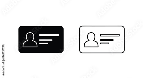 Two id card icons one dark and one light in simple silhouette
