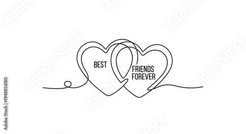 Two entwined hearts with text a minimalist line art silhouette