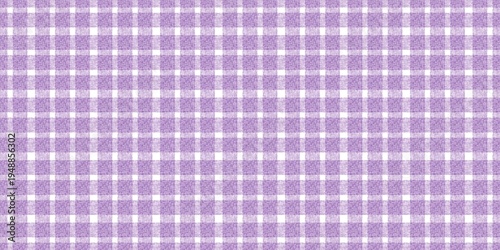 Seamless light purple and white gingham pattern with a subtle hand-drawn crayon texture. Classic checkered fabric background for spring designs, picnic themes, and scrapbooking stationary.