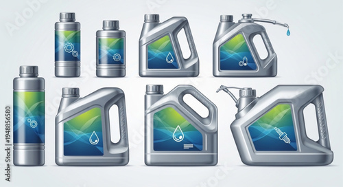 Motor Oil Containers - A Collection of Lubricant Packaging.
