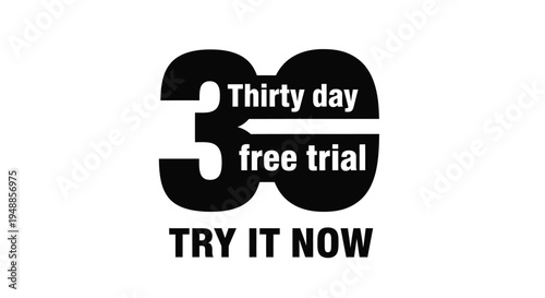 Bold number 3 graphic advertising a thirty day free trial silhouette
