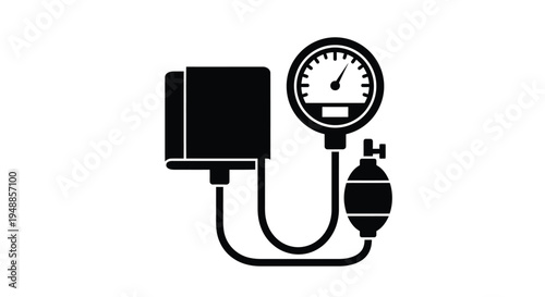 Black silhouette of a sphygmomanometer for measuring blood pressure silhouette