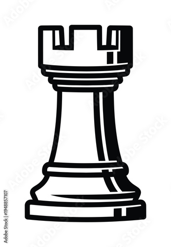 Vector of a chess piece featuring a rook with crenellations and a sturdy base
