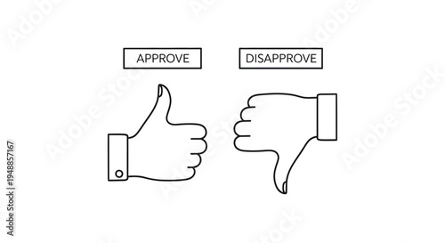 Two hands displaying approval and disapproval in a graphic silhouette