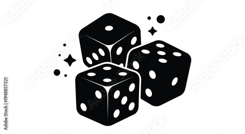 Black dice scattering with sparkling dots a striking silhouette