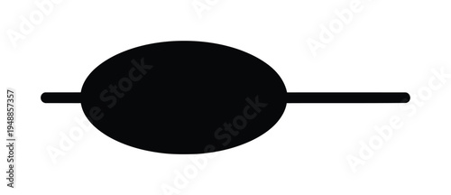 Simple vector of an oval shape with two lines extending from it