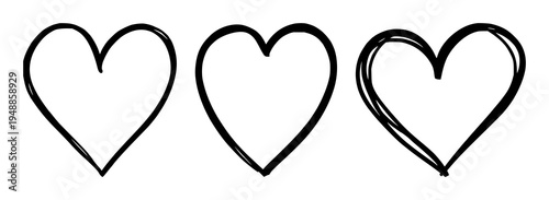Heart set with continuous thin contour love shape drawing featuring heart, love symbol, romance with greeting card and web banner