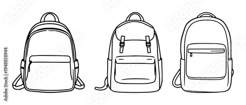 Backpack icon set with multiple styles and flat color illustration featuring backpack, tote, travel, luggage, carry with vector, monochrome
