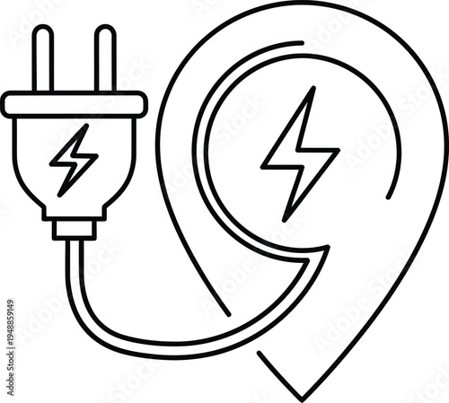 Minimalist Electric Plug Charging Hearing Aid Icon Vector Art Design Illustration