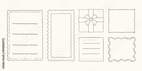 Collection of decorative hand drawn label and note card frame designs