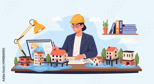 Architect at Work Desk.