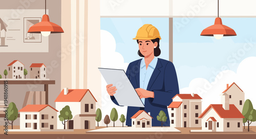 Architect Holding Building Plans.