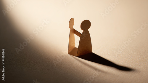 A symbolic representation of self-reflection and personal growth created with paper figures and dramatic lighting.