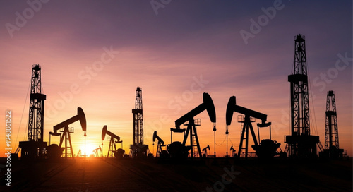 Oil Field at Sunset - A Silhouette of Energy Production.