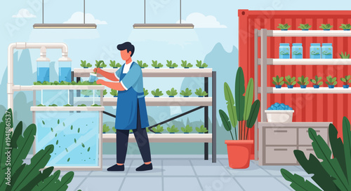 Man in a plant nursery.