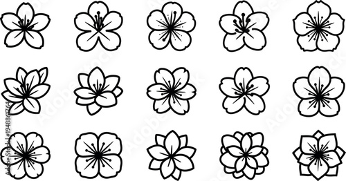 Black and white floral flowers floral patterns line simple decorative motifs
