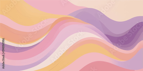 A vibrant vector illustration features an abstract colorful background with wavy light curves and a rainbow paint texture creating a stylish banner template