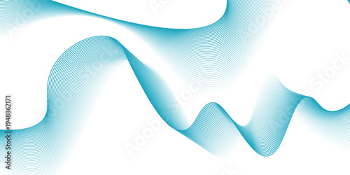 Abstract background with waves for banner. Medium banner size. Vector background with lines. Element for design isolated on white. Blue colors. Ocean, sea, water