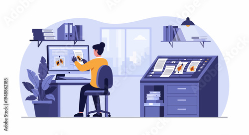 Man Working on Computer.