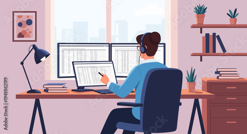 Man Working on Computer.