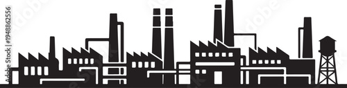 Industrial factory building cityscape vector silhouette