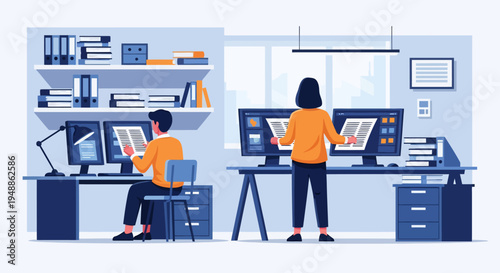 Two People Working Computers.