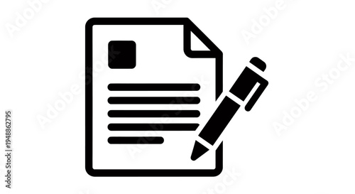 Icon of a document with a pencil, representing editing and drafting concept for a design resource.