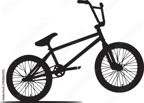 Black bicycle icon vector, BMX bike silhouette
