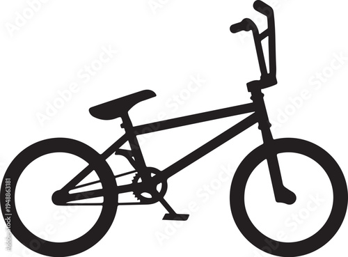 Black bicycle, BMX bike, vector silhouette, cycling icon, minimalist design