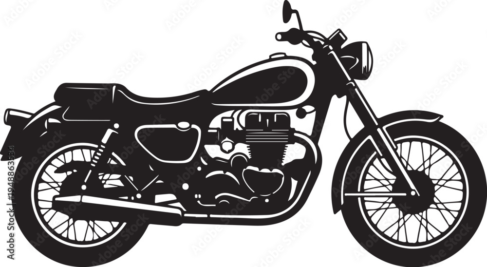 Fototapeta premium Vector motorcycle icon, black silhouette