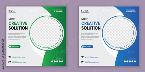 Creative digital marketing agency corporate business flyer template, square social media post