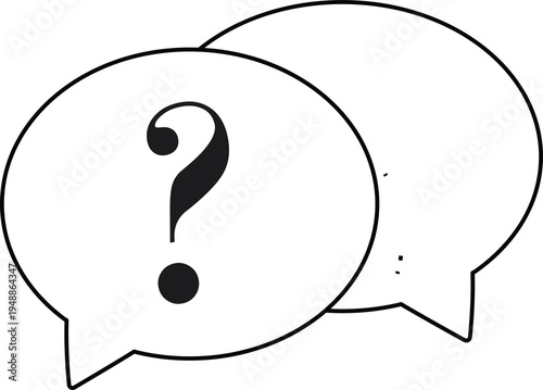 Two overlapping speech bubbles representing conversation and dialogue. Minimal outline chat icon ideal for messaging apps, discussion platforms, customer support interfaces, and communication UI syste