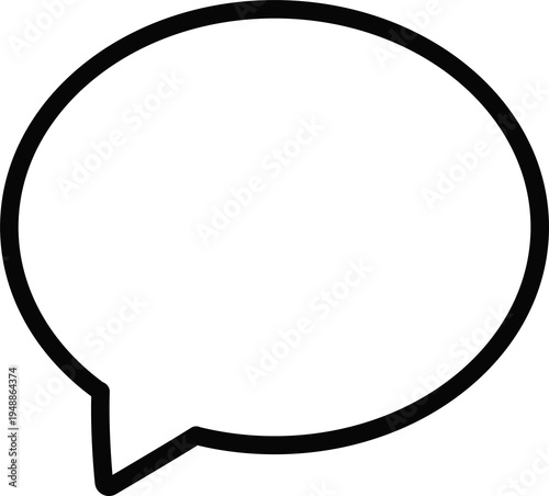 Round chat bubble icon with message dots in thin outline style. Clean minimal speech bubble design suitable for messaging platforms, mobile apps, social networks, and communication UI elements.