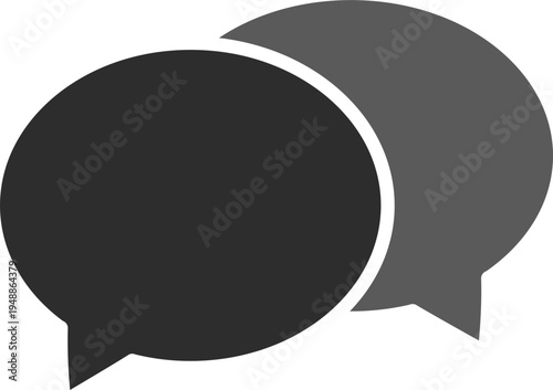 Dual Filled Chat Bubble Icon Representing Conversation and Messaging, Overlapping Solid Chat Bubbles Icon for Messaging and Conversation