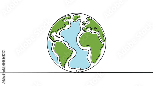 minimalist earth globe illustration world map planet earth environment global concept simple outline vector illustration isolated