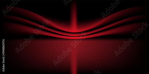 Red studio background. Abstract limbo podium studio room. Dark red gradient wall floor and spotlight scene. Showcase, promotion display. Vector stage mockup illustration