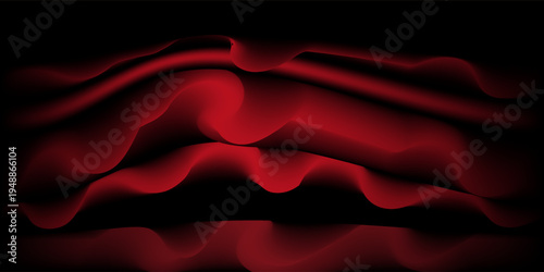 Red studio background. Abstract limbo podium studio room. Dark red gradient wall floor and spotlight scene. Showcase, promotion display. Vector stage mockup illustration