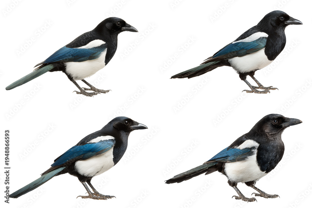 Obraz premium magpie isolated on transparent background - design element cut-out object set